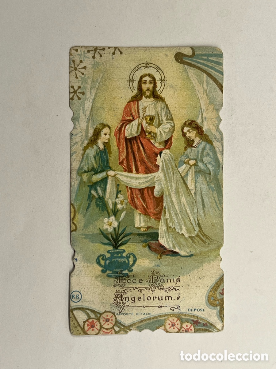 Postales: RECUERDO COMUNI&Oacute;N. Estampa Evarista Ortis Saes Iglesia Parroquial de San Juan de Alcira (a.1934)