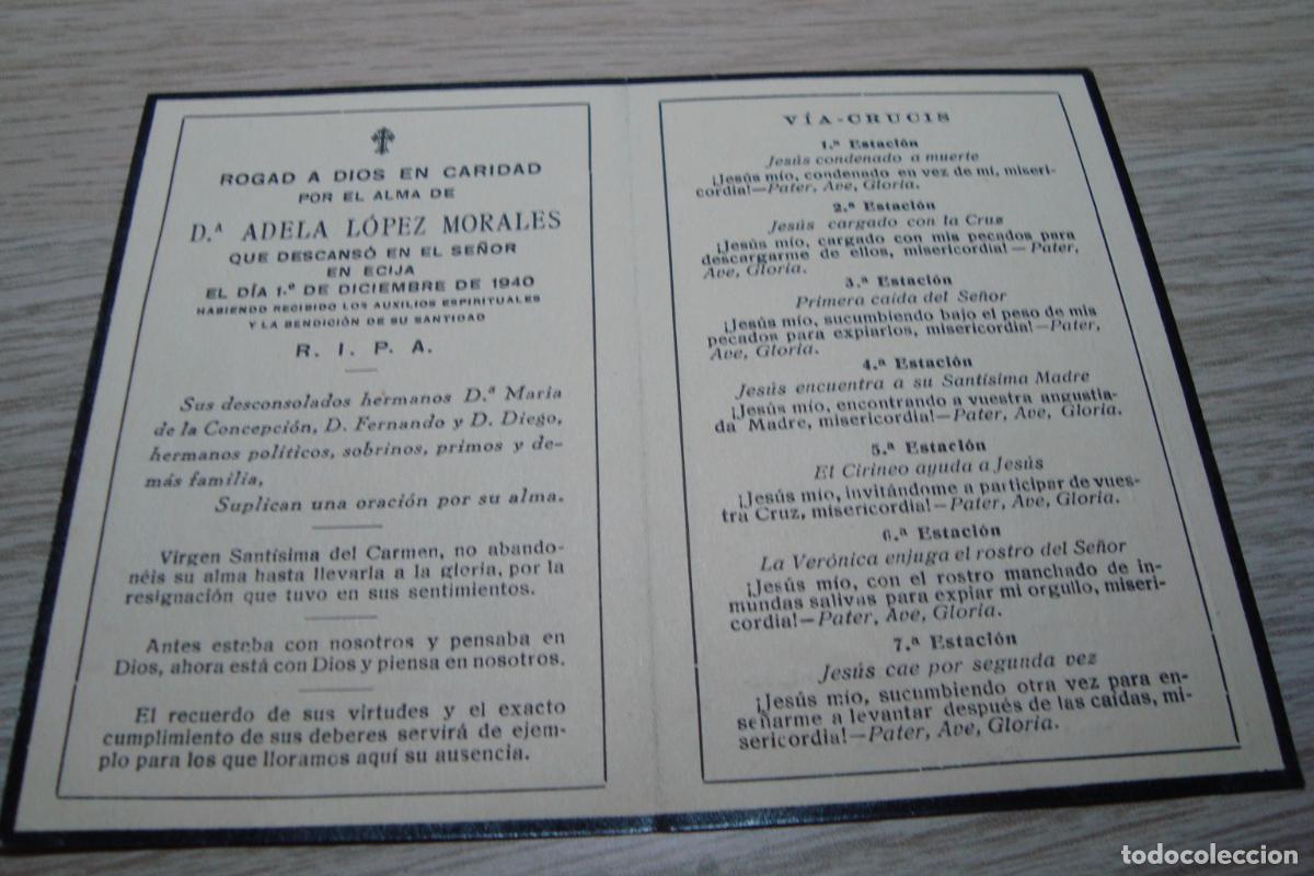 Postales: RECUERODO FUNERAL D&ordf; ADELA LOPEZ MORALES. ECIJA SEVILLA 1940.