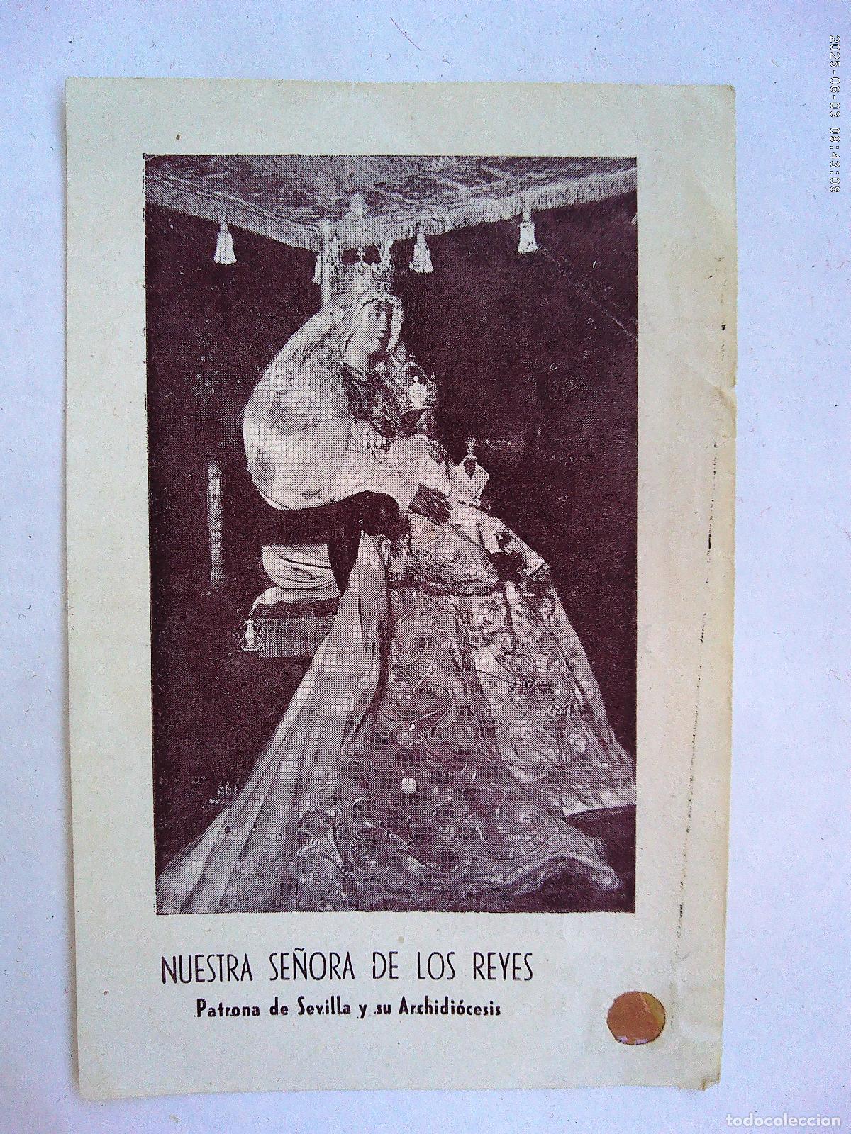 Postales: REPUBLICA : ESTAMPA DE NTRA. SRA. DE LOS REYES , PATRONA DE SEVILLA, CON RELIQUIA . SEVILLA, 1935