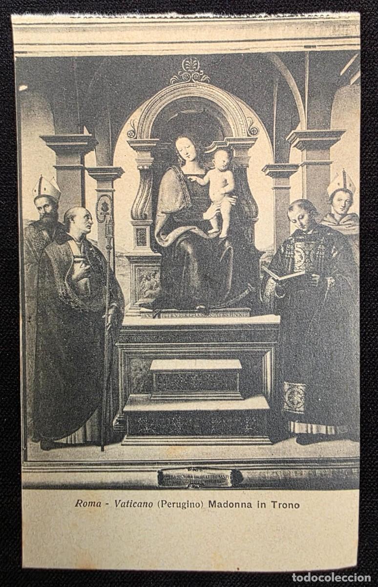 Postales: P.1005 Postal antigua Roma Vaticano Perugino Madonna in Trono Virgen con Ni&ntilde;o arte renacentista