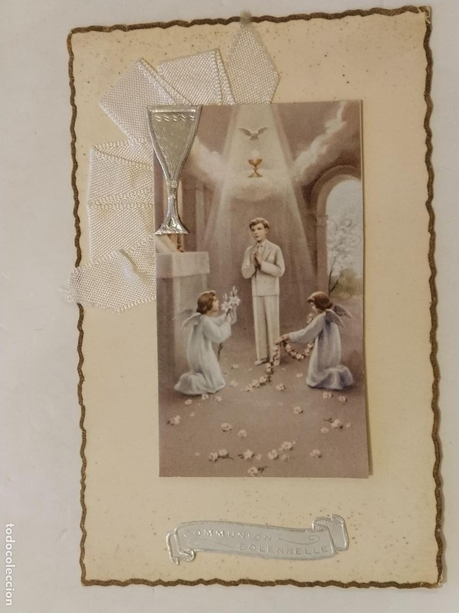 Postales: RECUERDO COMUNION - CON ADORNOS Y MOVIBLE - POSTAL ANTIGUA -(116.081)