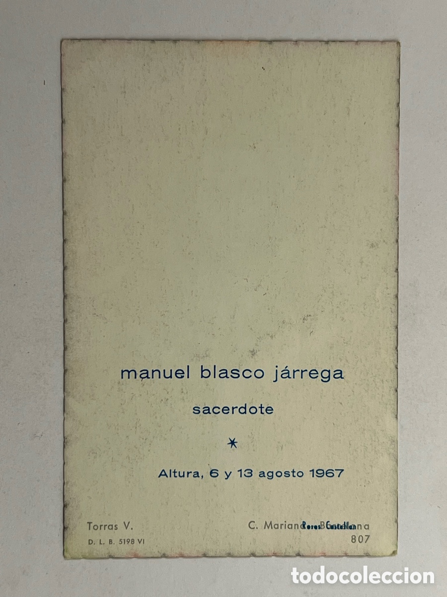 Postales: ALTURA (Castell&oacute;n) Estampa recuerdo. Manuel Blasco Jarrega .. sacerdote (a.1967)