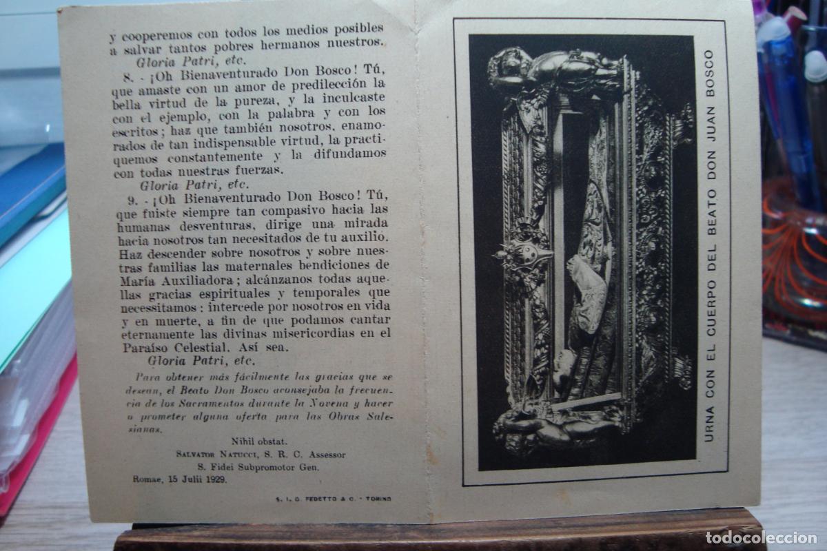 Postales: ANTIGUA ESTAMPA RELIGIOSA. NOVENA AL BEATO DON JUAN BOSCO. ROMA 1929