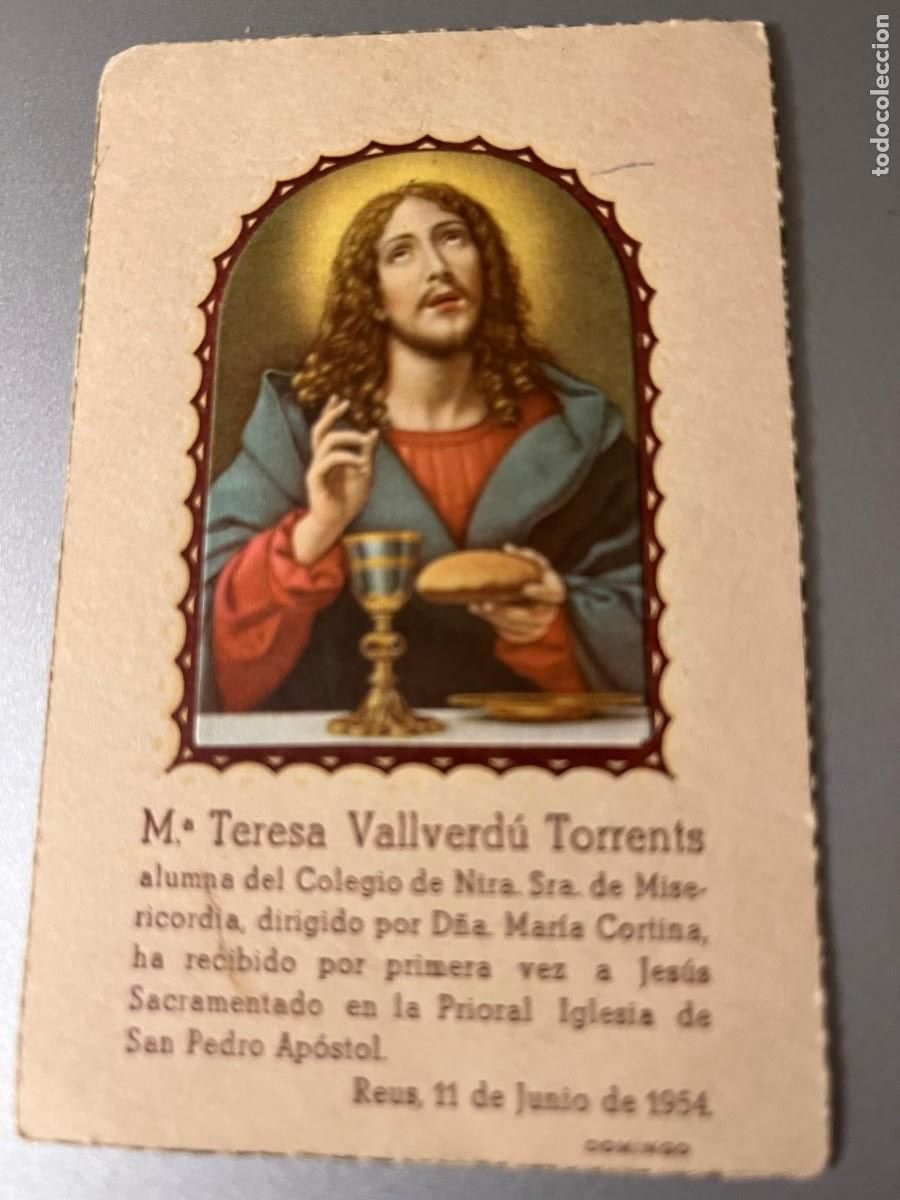 Postales: estampa primera comuni&oacute;n colegio Miseric&ograve;rdia Reus 1954