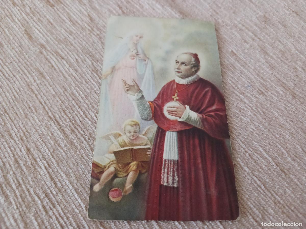 Postales: estampa de san antonio maria claret, con reliquia