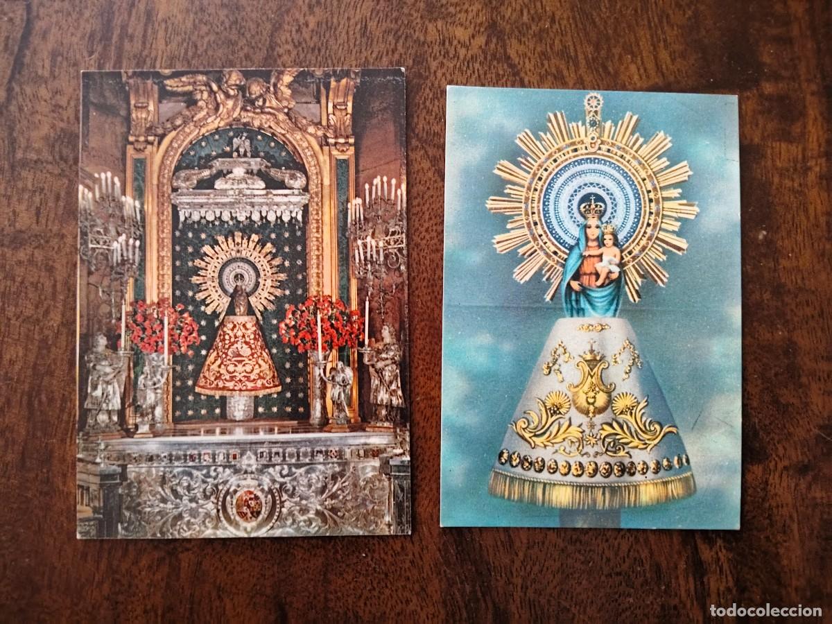 Postcards: Pareja de antiguos recordatorios de la Virgen del Pilar. Restaurante Arag&oacute;n y Sur de M&eacute;rida.