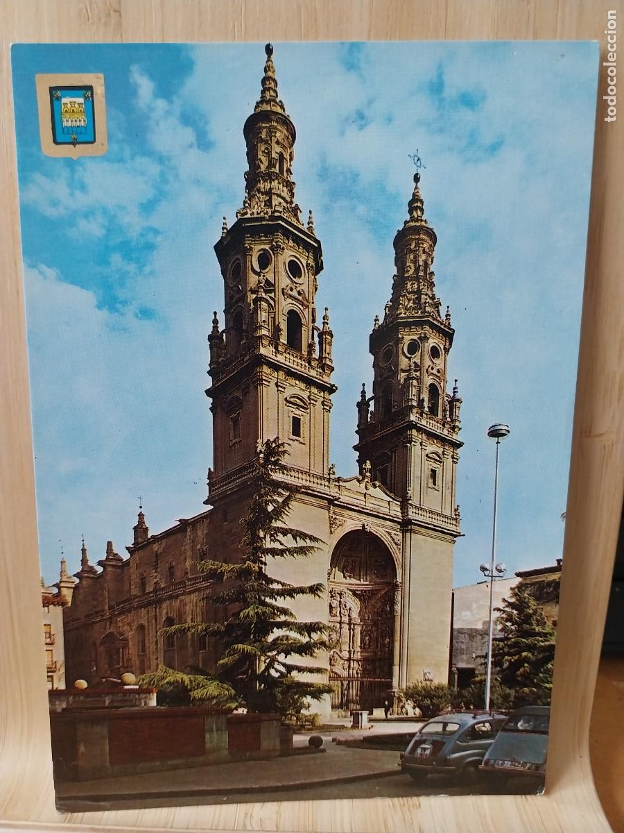 Postales: SANTA MARIA DE LA REDONDA CATEDRAL LOGRO&Ntilde;O ED FISA 32 CIRCULADA A&Ntilde;OS 60 COCHES CL&Aacute;SICOS ANIMADA