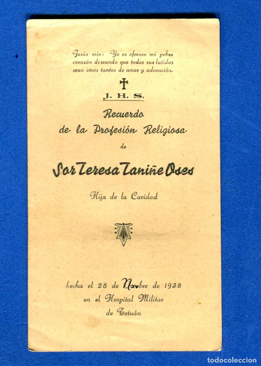 Postcards: RECORDATORIO RELIGIOSO GUERRA CIVIL NOVIEMBRE 1938 PROFESION RELIGIOSA TETUAN