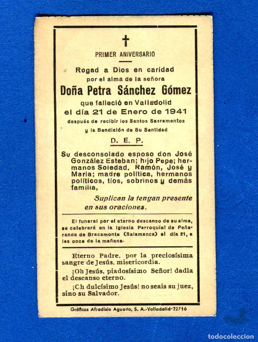 Postcards: RECORDATORIO RELIGIOSO DEFUNCION VALLADOLID 1941