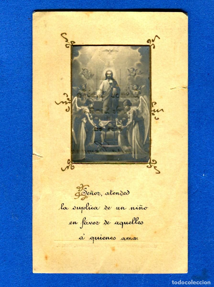 Postcards: RECORDATORIO RELIGIOSO PRIMERA COMUNION A&Ntilde;O 1916 COLEGIO SAN JOSE DE CLUNY