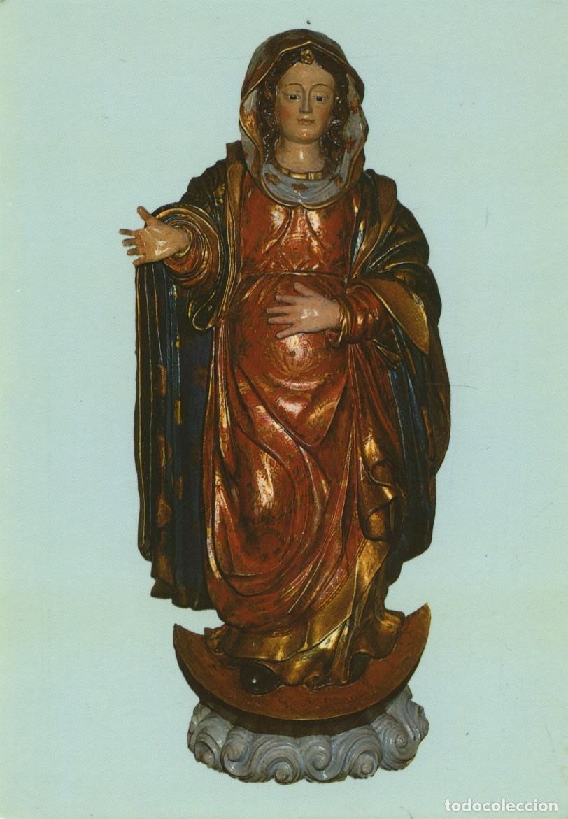 Postales: Tarjet&oacute;n con oraci&oacute;n. Santa Mar&iacute;a de la O. Talla de madera que se venera en la Colegiata de Bayona.