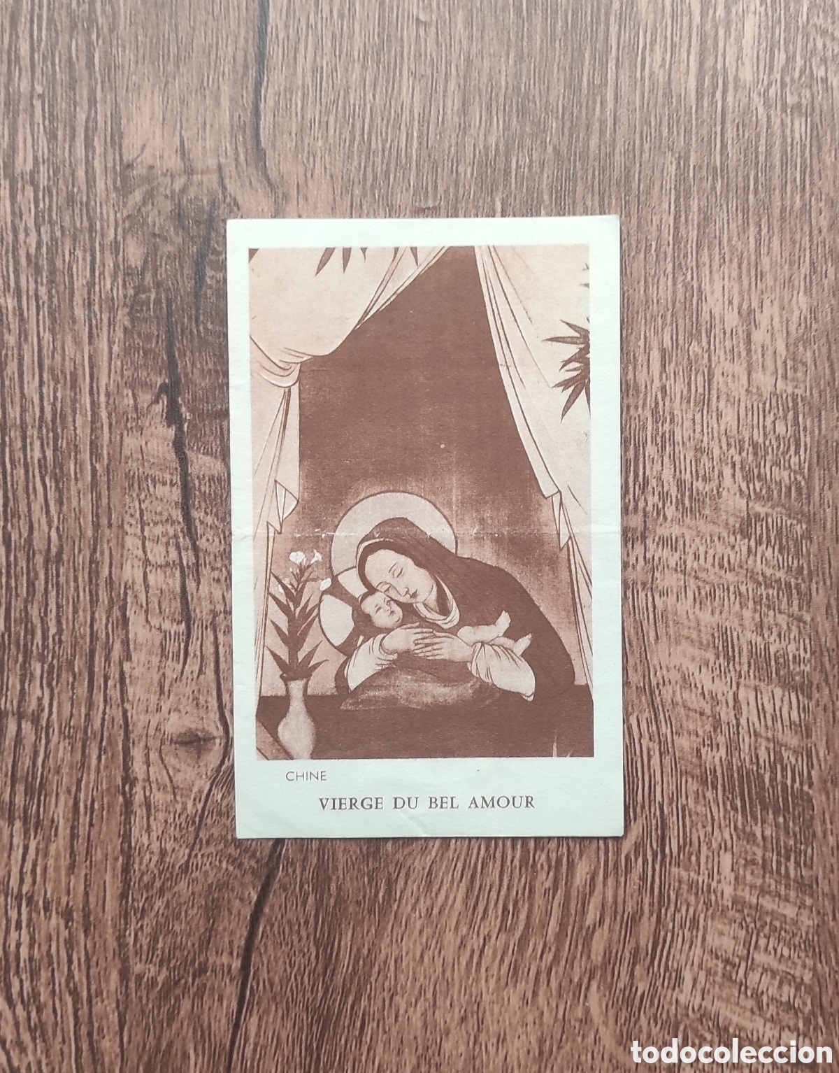 Postcards: ANTIGUA ESTAMPA RELIGIOSA RECORDATORIO DE LA VIRGEN DEL BELLO AMOR - FRANCIA