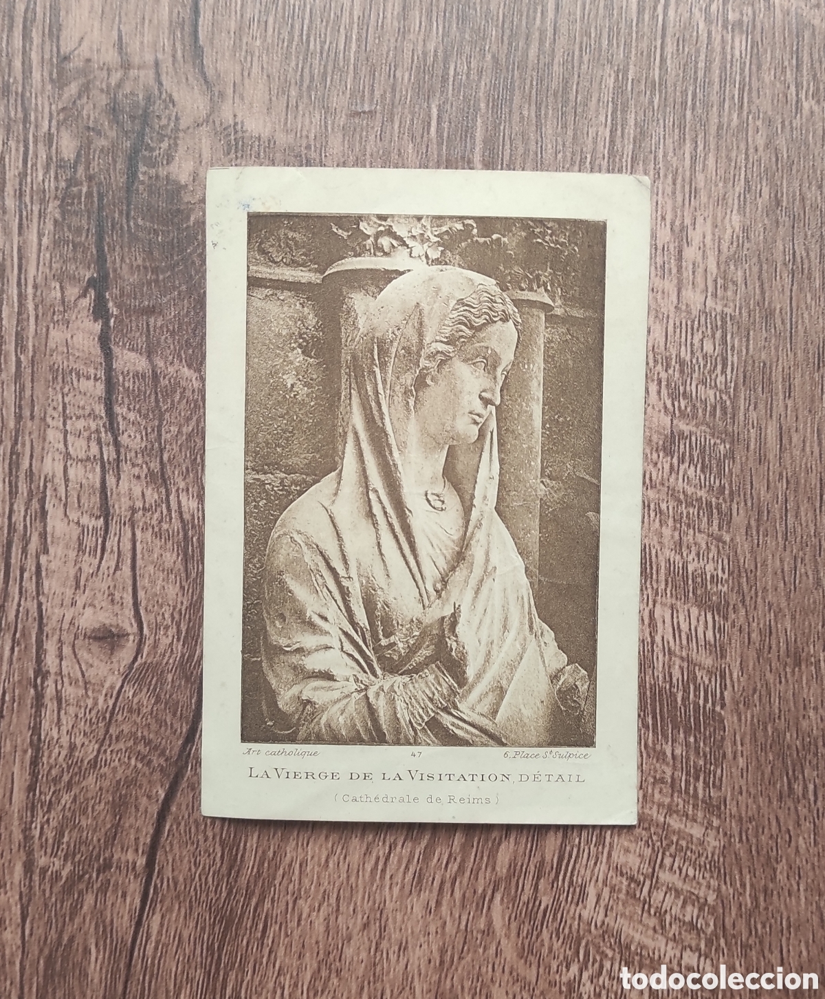 Postcards: ANTIGUA ESTAMPA RELIGIOSA RECORDATORIO DE LA VIRGEN DE LA VISITACI&Oacute;N DE REIMS - A&Ntilde;O 1937 - FRANCIA