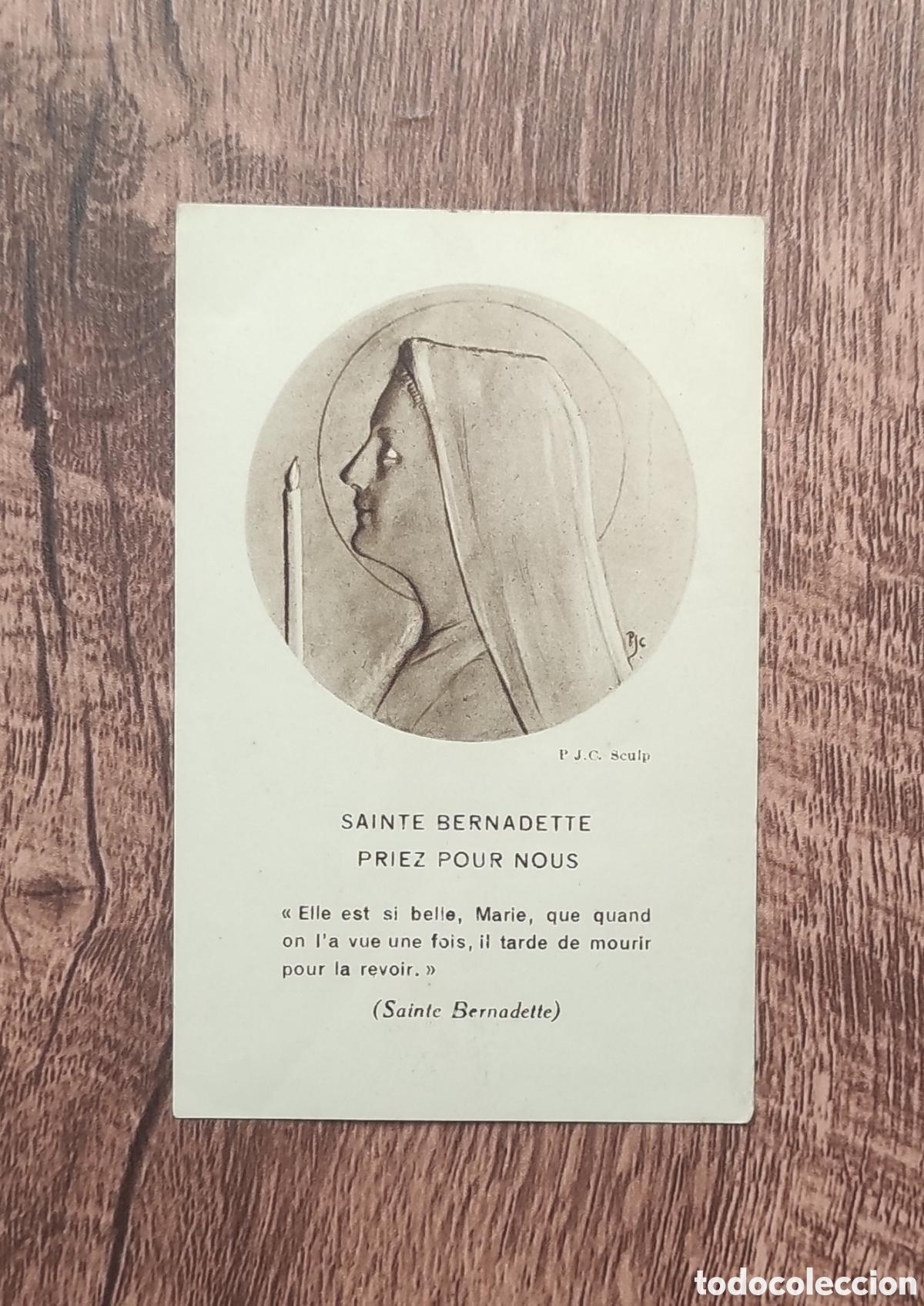 Postcards: ANTIGUA ESTAMPA RELIGIOSA RECORDATORIO DE SANTA BERNARDITA DE SOUBIROUS - LOURDES - FRANCIA