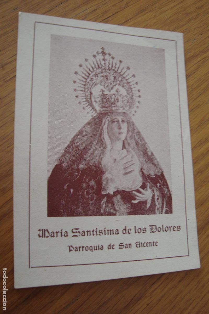 Postales: ANTIGUA ESTAMPA RELIGIOSA VIRGEN DE LOS DOLORES. SAN VICENTE SEVILLA.