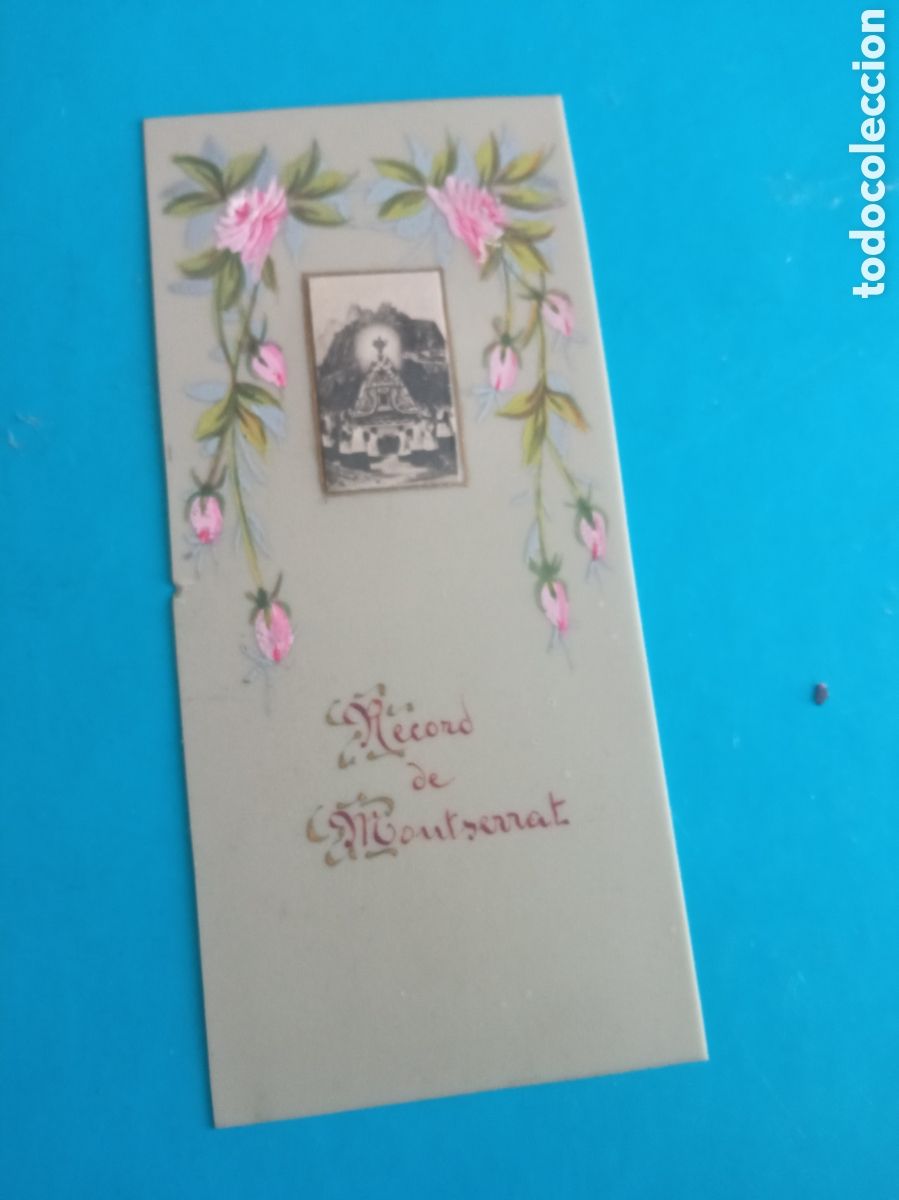 Postales: Antiguo recordatorio en celuloide modernista, de Montserrat, mide 10,1x4,8 cm