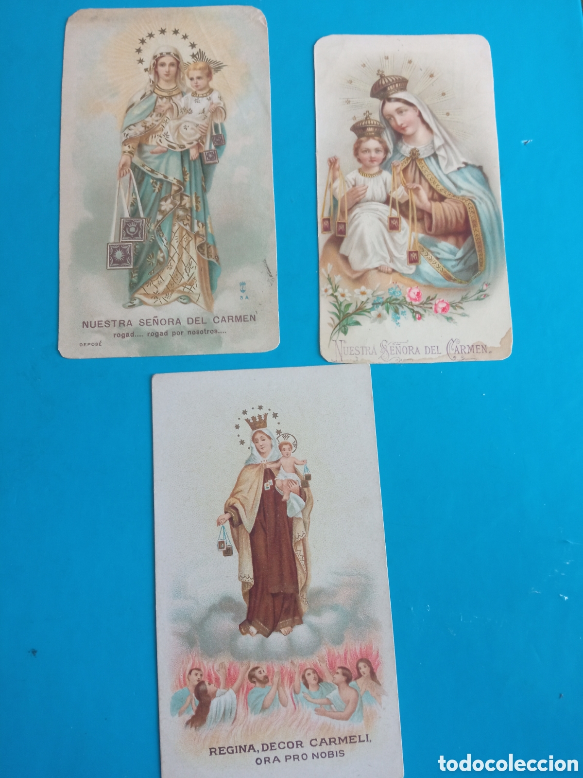 Postales: Tres Antiguos recordatorios de la Virgen del Carmen