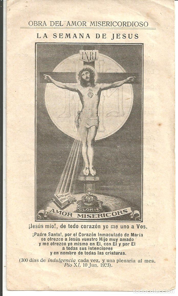 Postales: ESTAMPA OBRA DEL AMOR MISERICORDIOSO, LA SEMANA DE JES&Uacute;S - DIPTICO, A&Ntilde;O 1930