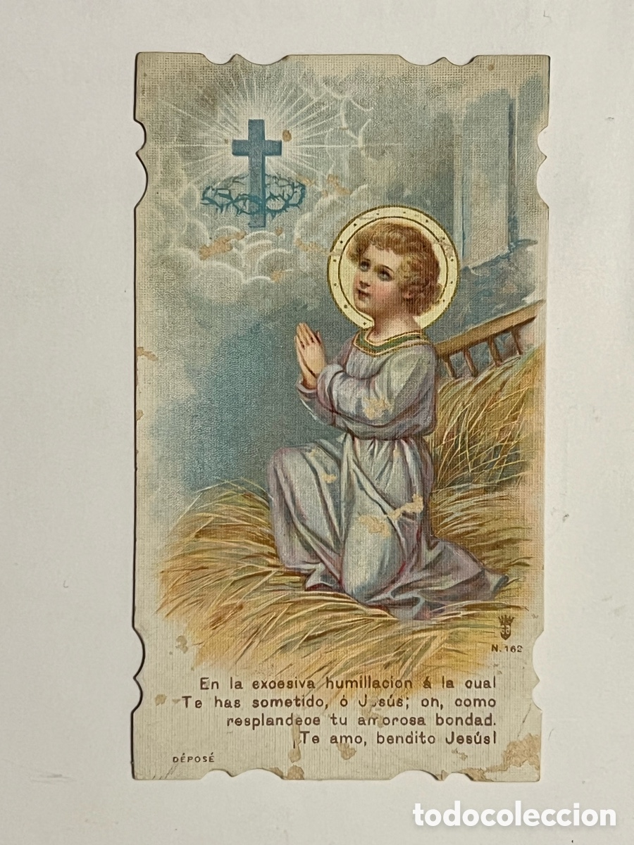 Postcards: PLEGARIA.. hermosa estampa troquelada.. (h.1930?) Oraci&oacute;n en reverso.. Med&iacute;das: 6,5 x 12