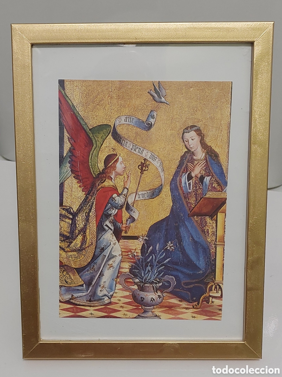 Postcards: Preciosa estampa enmarcada de la Anunciaci&oacute;n de Pedro Berruguete