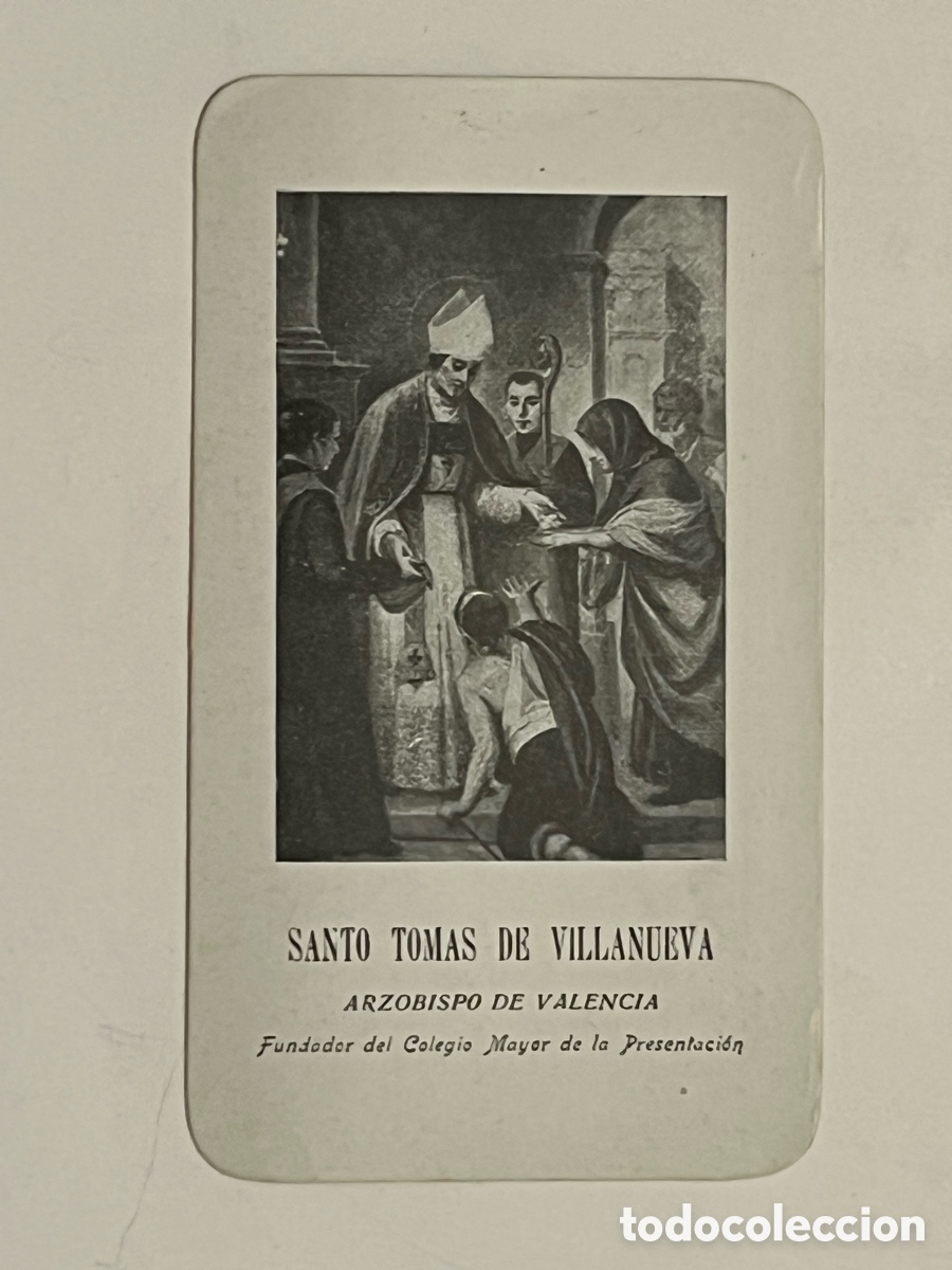 Postcards: SANTO TOM&Aacute;S DE VILLANUEVA. Arzobispo de Valencia. Estampa religiosa. Antifona.. (h.1930?)