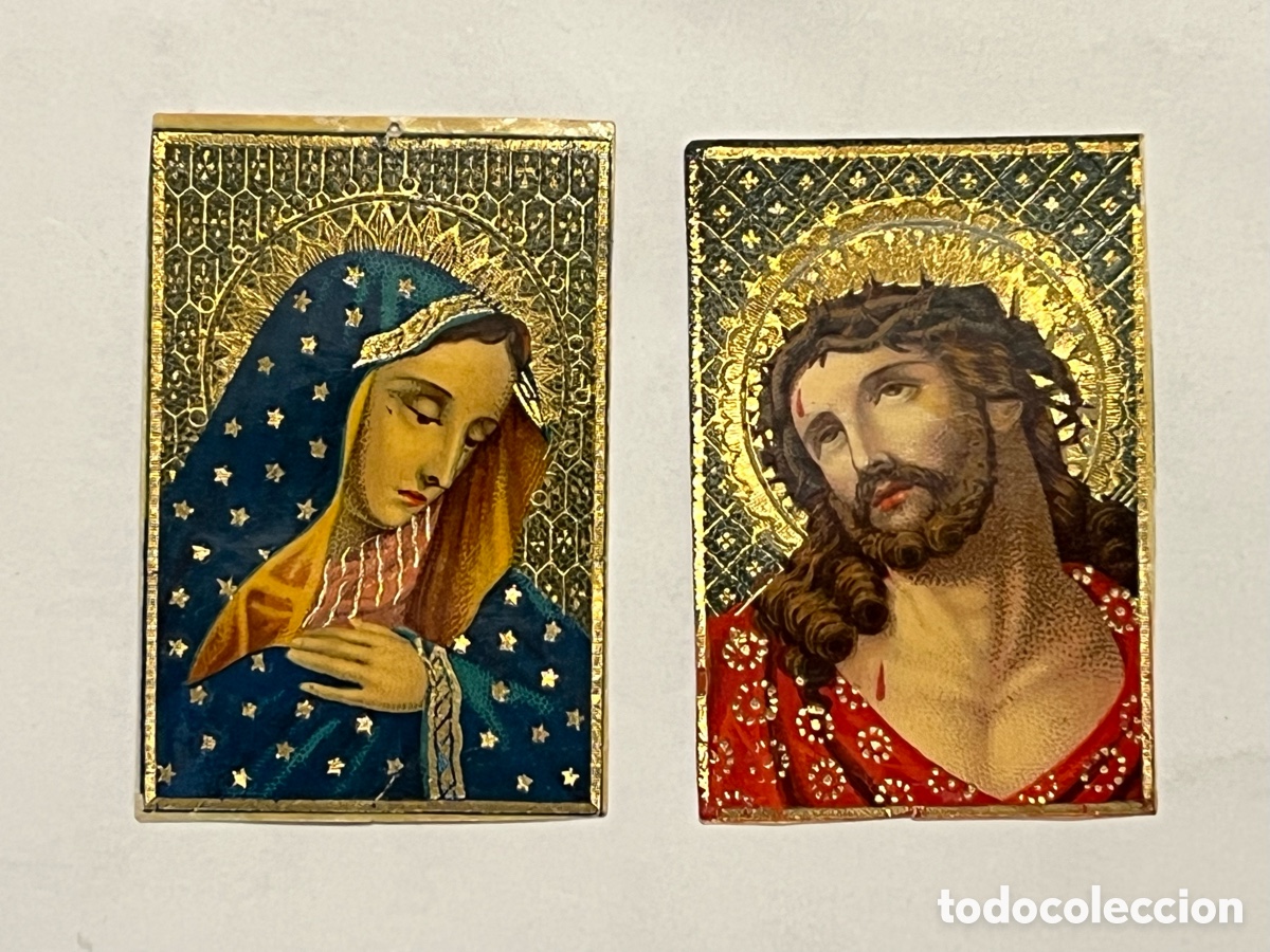 Postcards: VIRGEN DOLOROSA Y SANTISIMO CRISTO DE LA EXPIRACI&Oacute;N. Hermosa Cromolitografia reflejos dorados