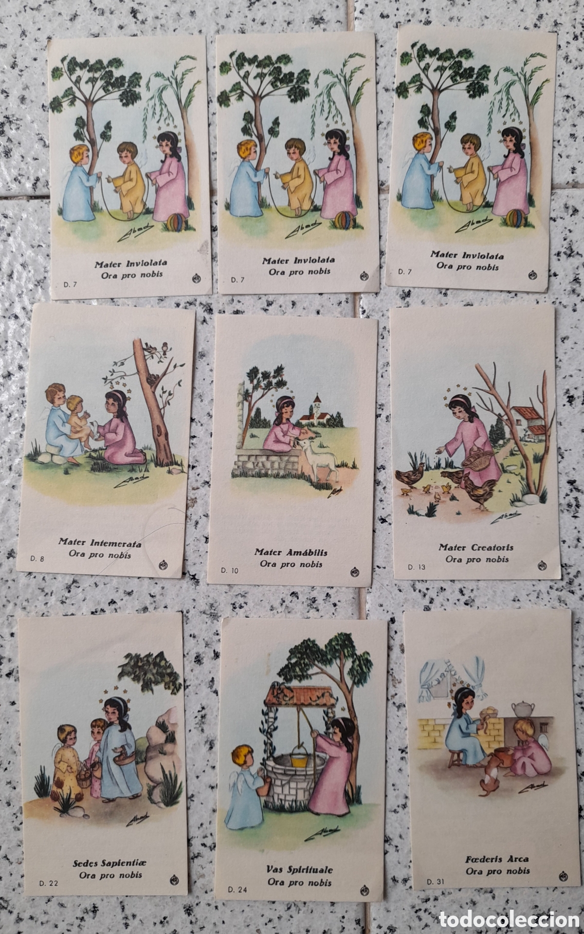 Postales: Lote de 9 Estampas Religiosas Infantiles - Letan&iacute;as - Ediciones Casa Ba&ntilde;eres (A&ntilde;os 50)