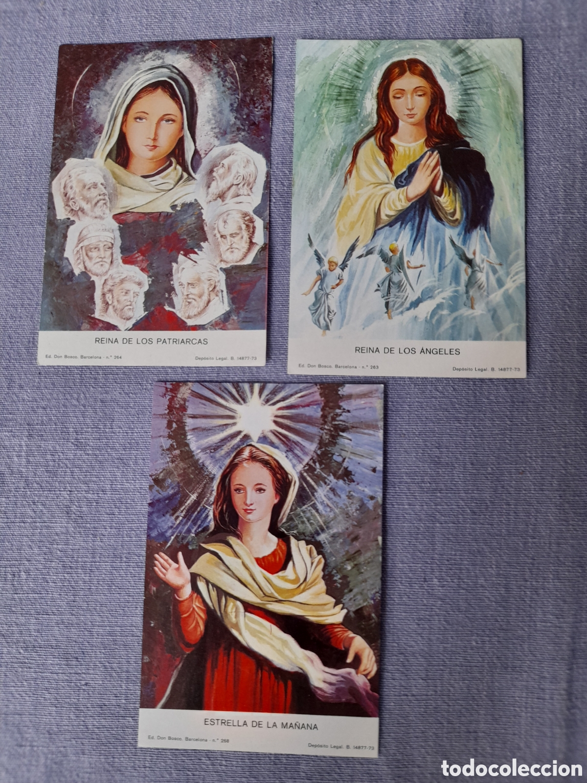 Postales: 3 Estampas Vintage &rdquo;Mes de Mar&iacute;a&rdquo; - Ed. Don Bosco (A&ntilde;os 70)