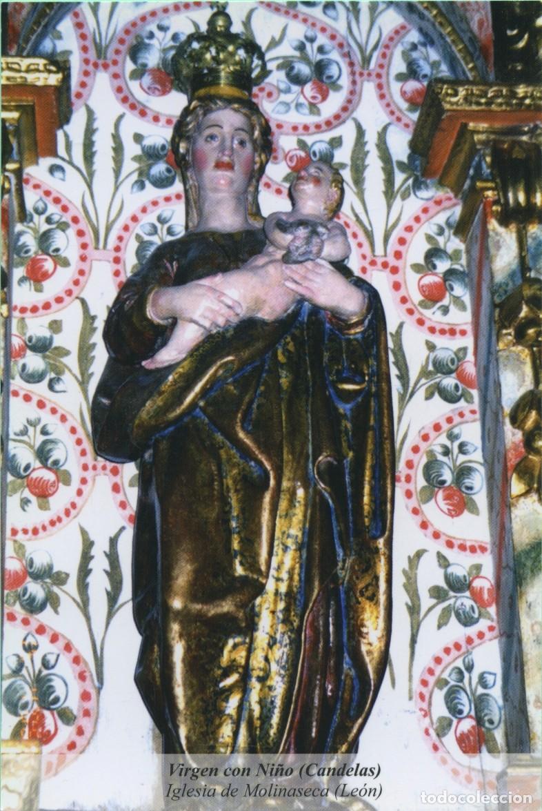 Postales: Tarjet&oacute;n. Virgen con Ni&ntilde;o (Candelas). Iglesia de molinaseca (Le&oacute;n)