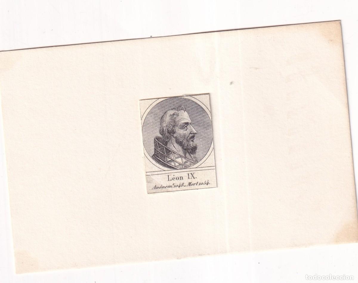 Postales: Grabado montado en cartulina del Papa Le&oacute;n IX