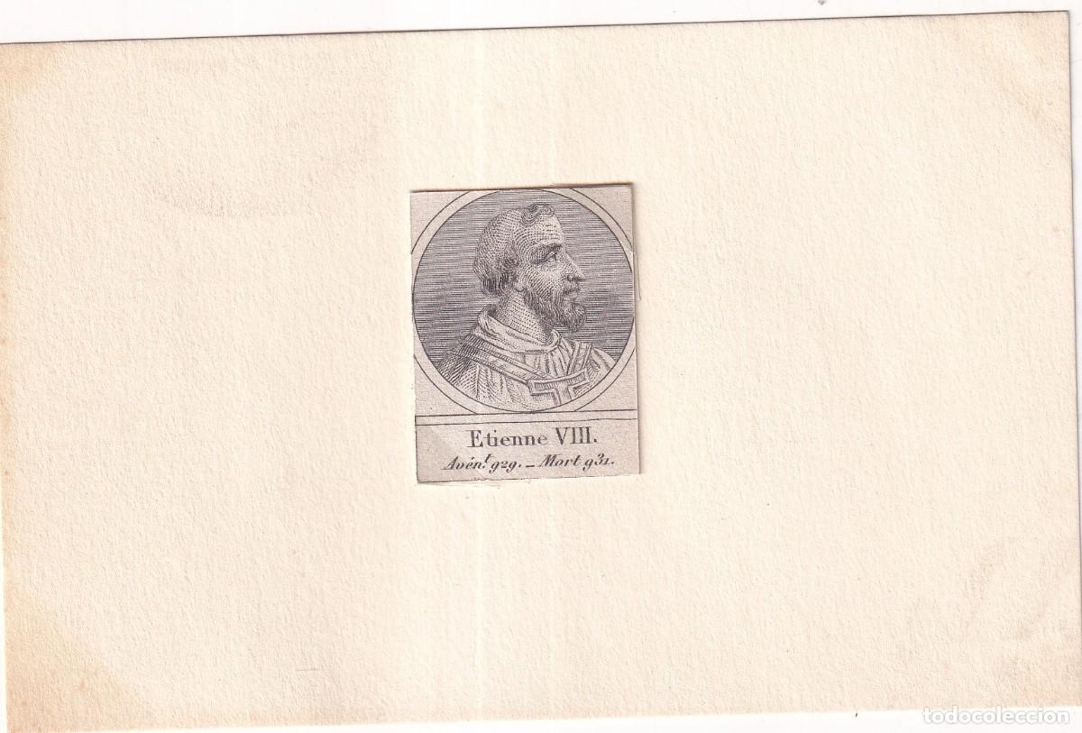 Postales: Grabado montado en cartulina del Papa Etienne VIII