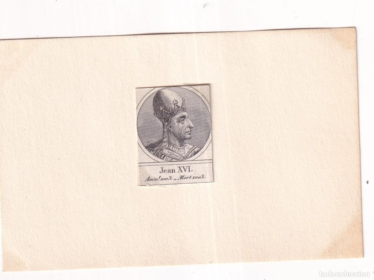 Postales: Grabado montado en cartulina del Papa Juan XVI