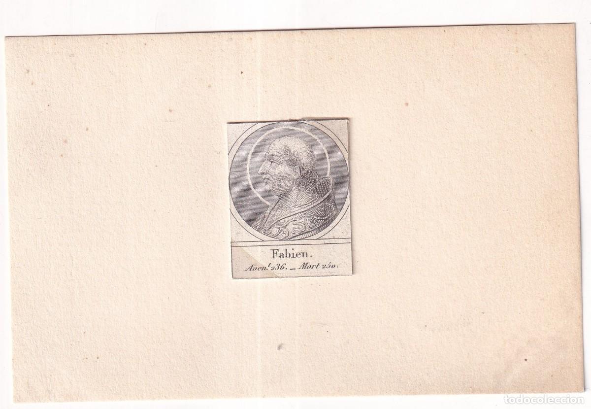 Postales: Grabado montado en cartulina del Papa Fabien