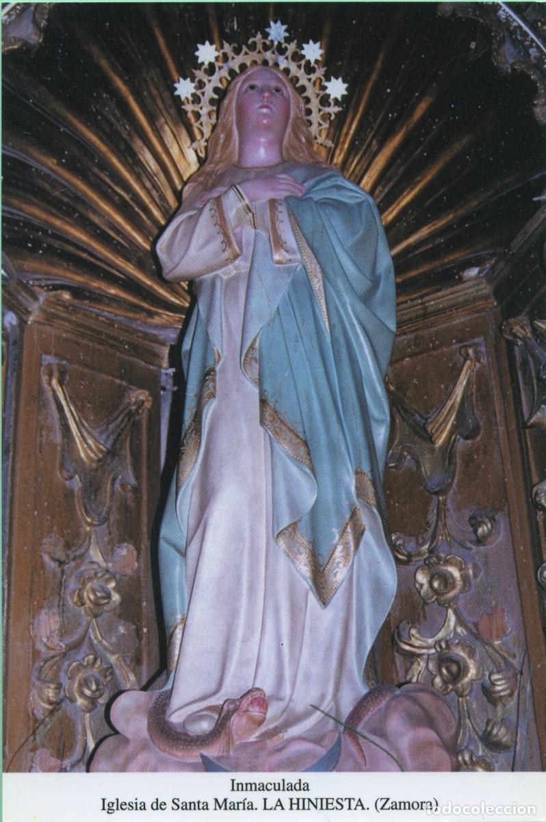Postales: Tarjet&oacute;n. Inmaculada. Iglesia de Santa Mar&iacute;a. LA HINIESTA. (Zamora)