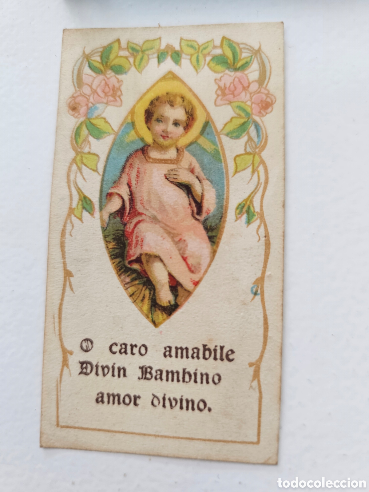 Postales: ​Estampa religiosa antigua &rdquo;Divin Bambino&rdquo; - Cromolitograf&iacute;a principio S. XX