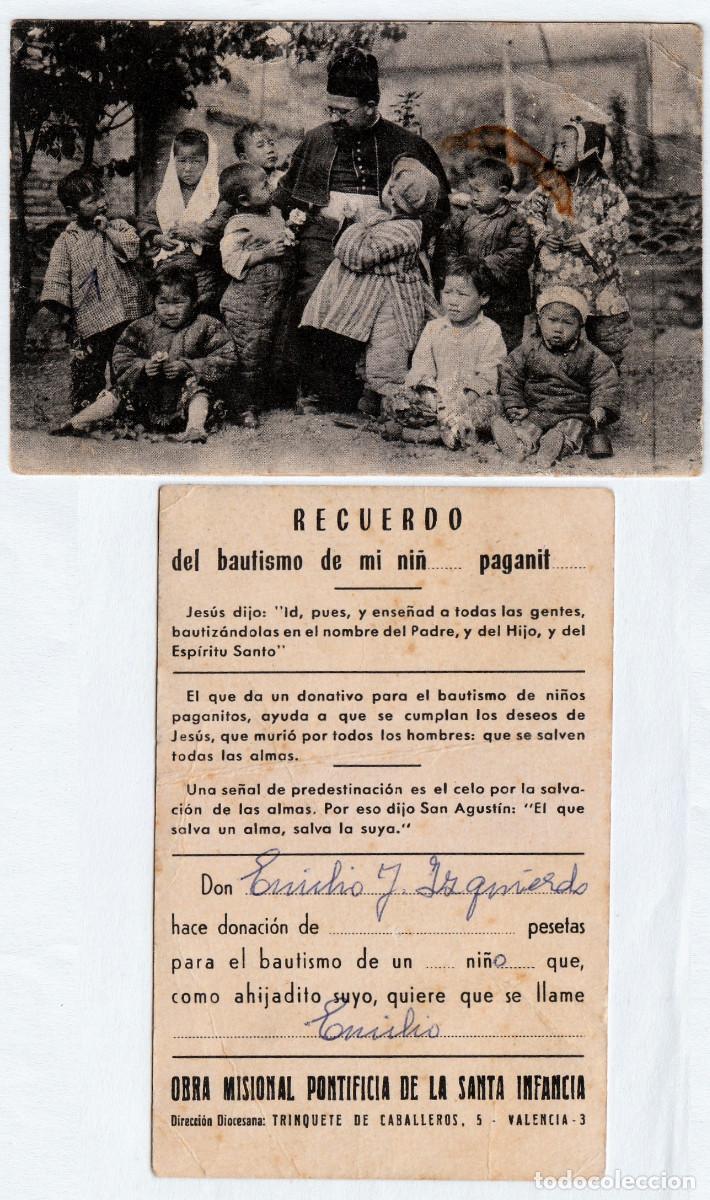 Postales: Donaci&oacute;n bautismo Ni&ntilde;os Paganitos Obra Misional Santa Infancia Trinquete Caballeros Val&egrave;ncia 40s? pc
