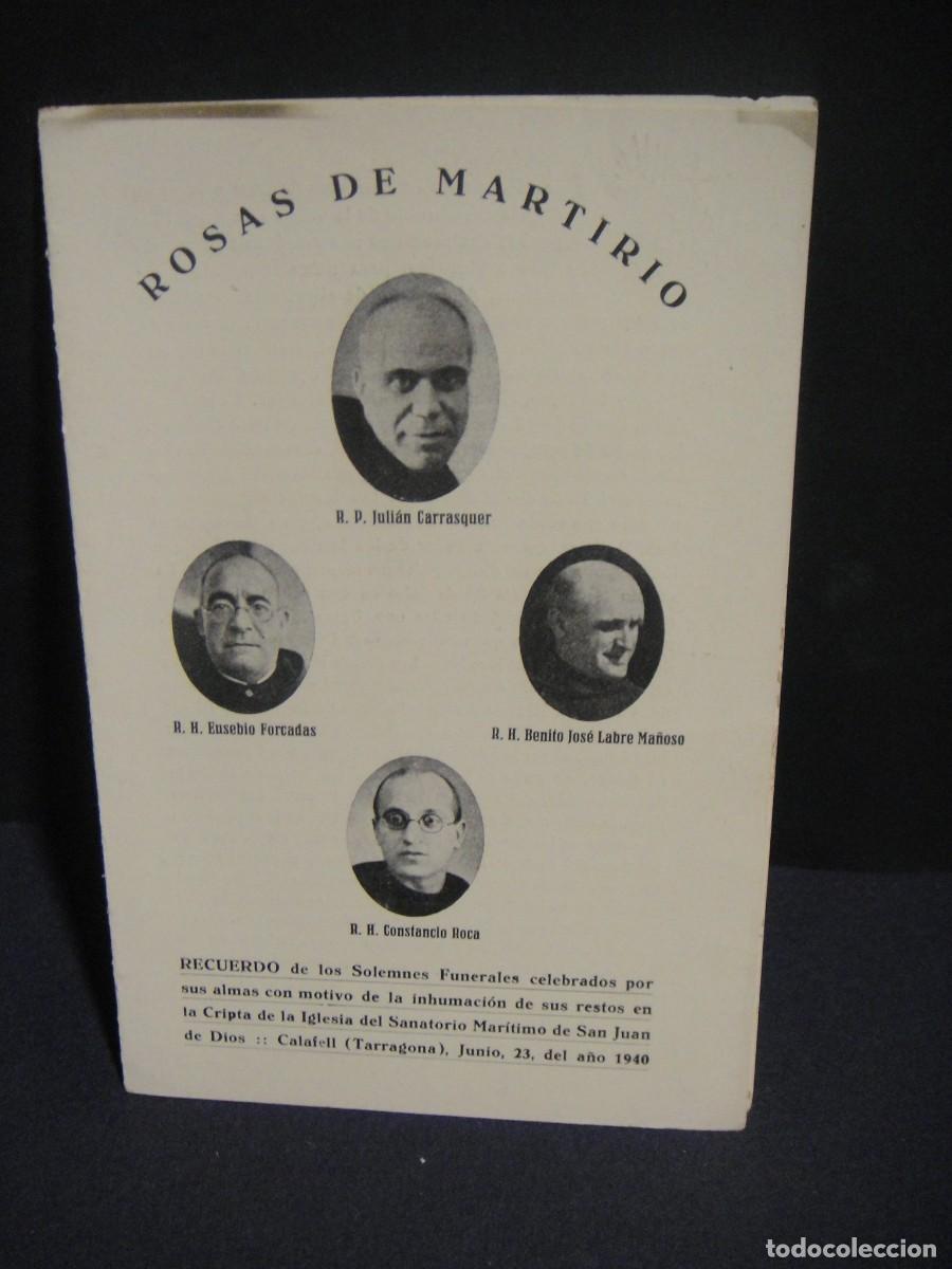 Postales: rosas de martirio - hermanos de san juan de dios - recuerdo de funerales a&ntilde;o 1940