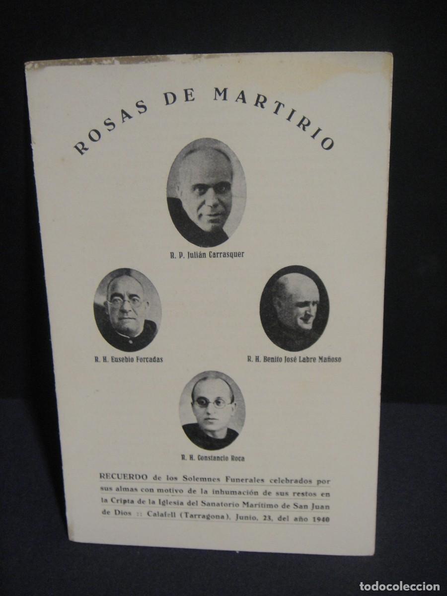 Postales: rosas de martirio - hermanos de san juan de dios - recuerdo de funerales a&ntilde;o 1940