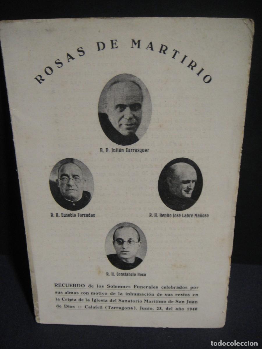 Postales: rosas de martirio - hermanos de san juan de dios - recuerdo de funerales a&ntilde;o 1940