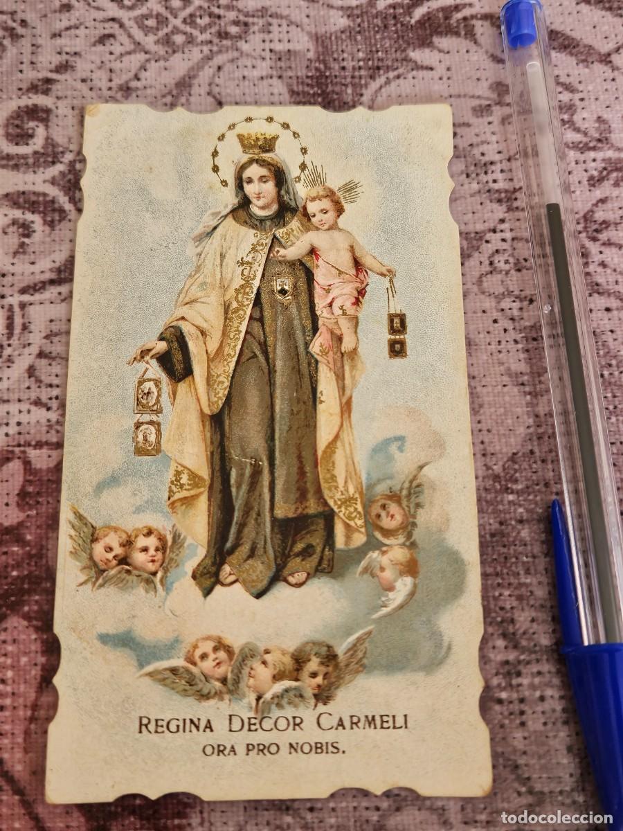 Postales: Antigua Estampa Religiosa Virgen Del Carmen, &rdquo; Regina Decor Carmeli &rdquo; Ora Pro Nobis ( En Lat&iacute;n).