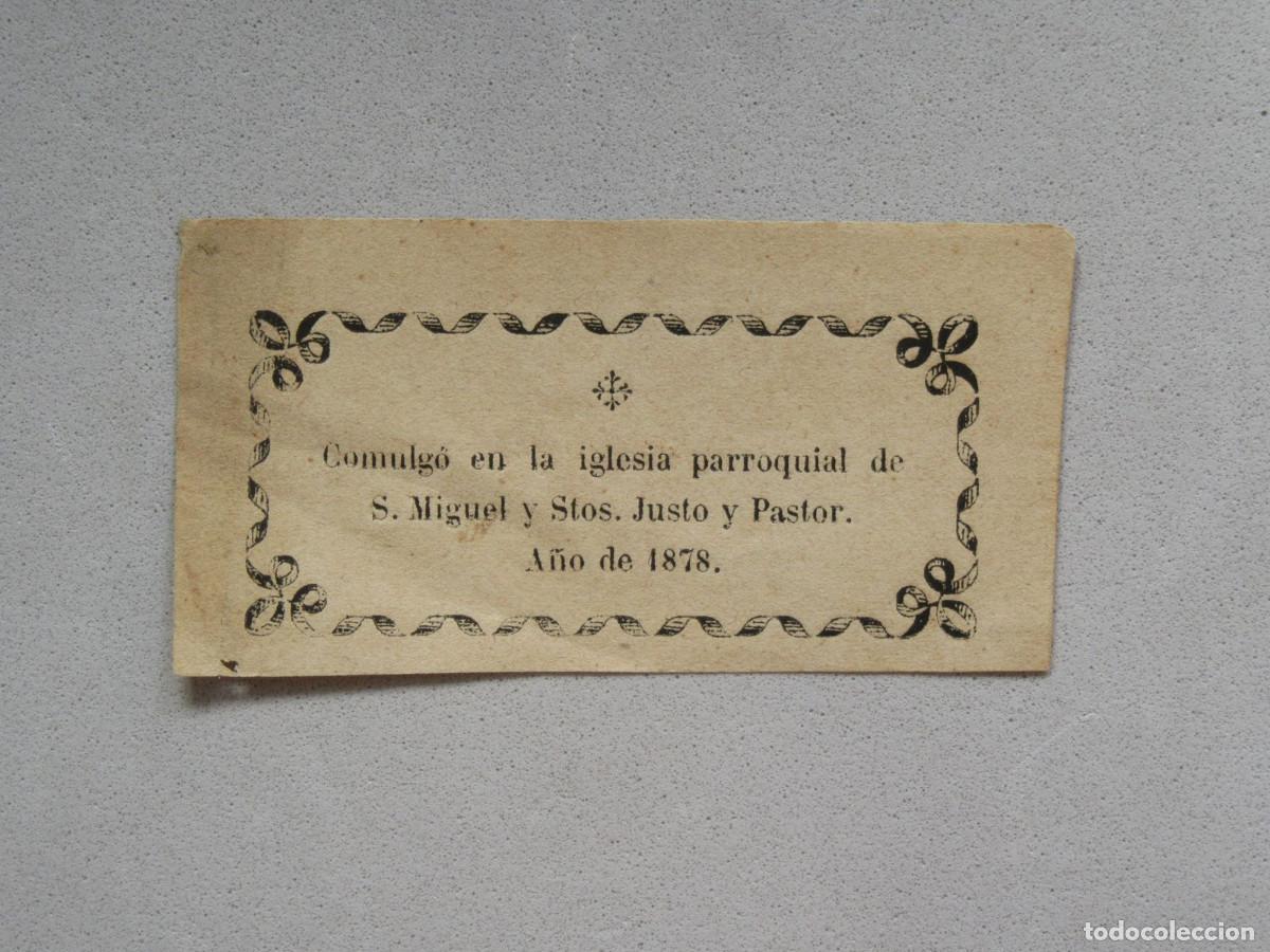 Postales: Recordatorio de comuni&oacute;n en la iglesia parroquial de San Miguel y Santos Justo y Pastor. Madrid 1878