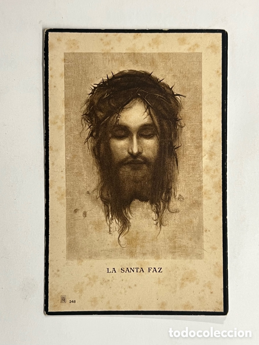 Postales: SEDAV&Iacute;. Esquela recordatorio Do&ntilde;a Engracia Calvet.. (a.1941) Estampa Santa Faz. Diptico