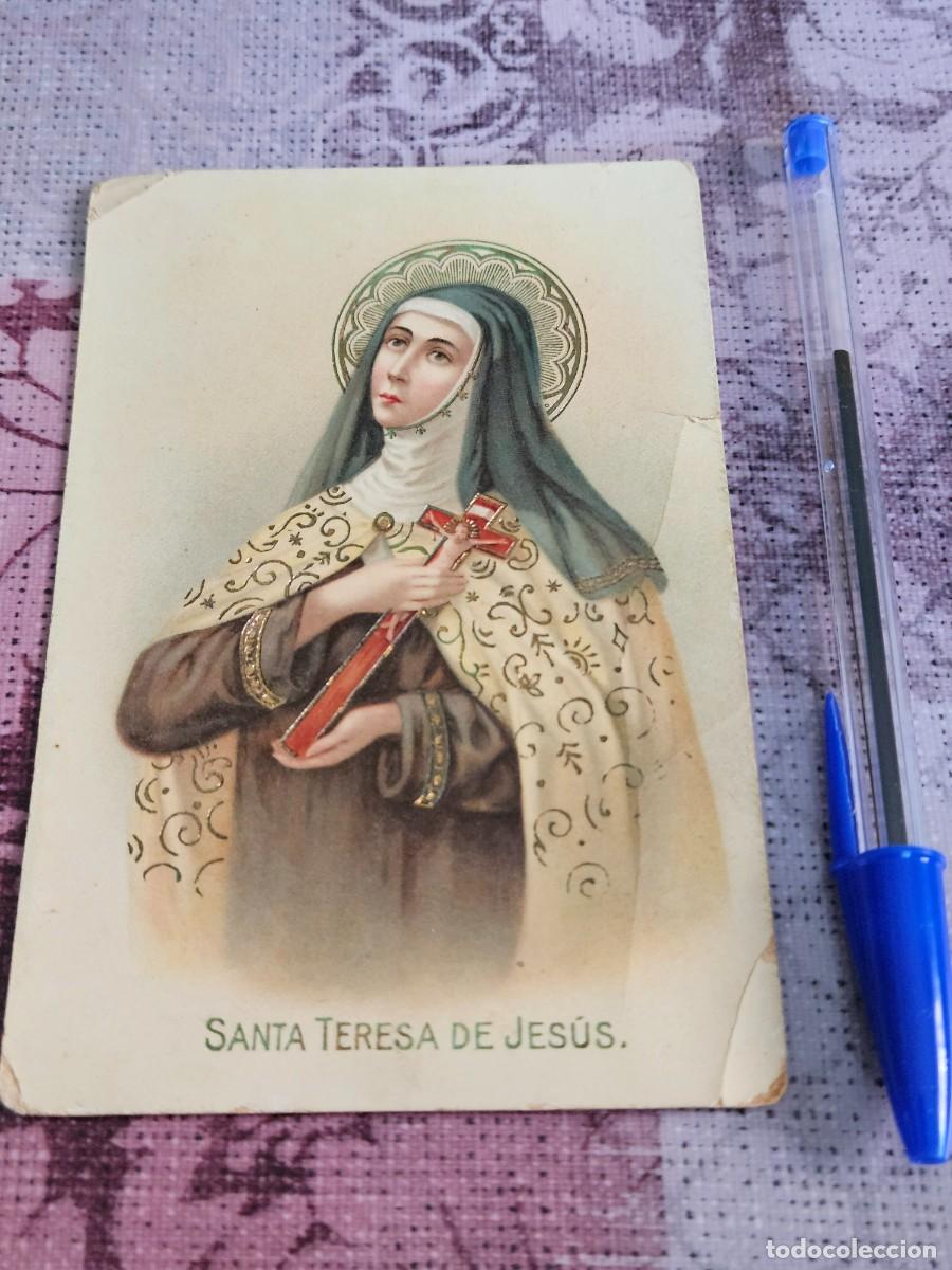 Postales: Antigua Tarjeta Postal Religiosa Santa Teresa De Jes&uacute;s Sosteniendo Una Cruz Sobre Su Pecho.