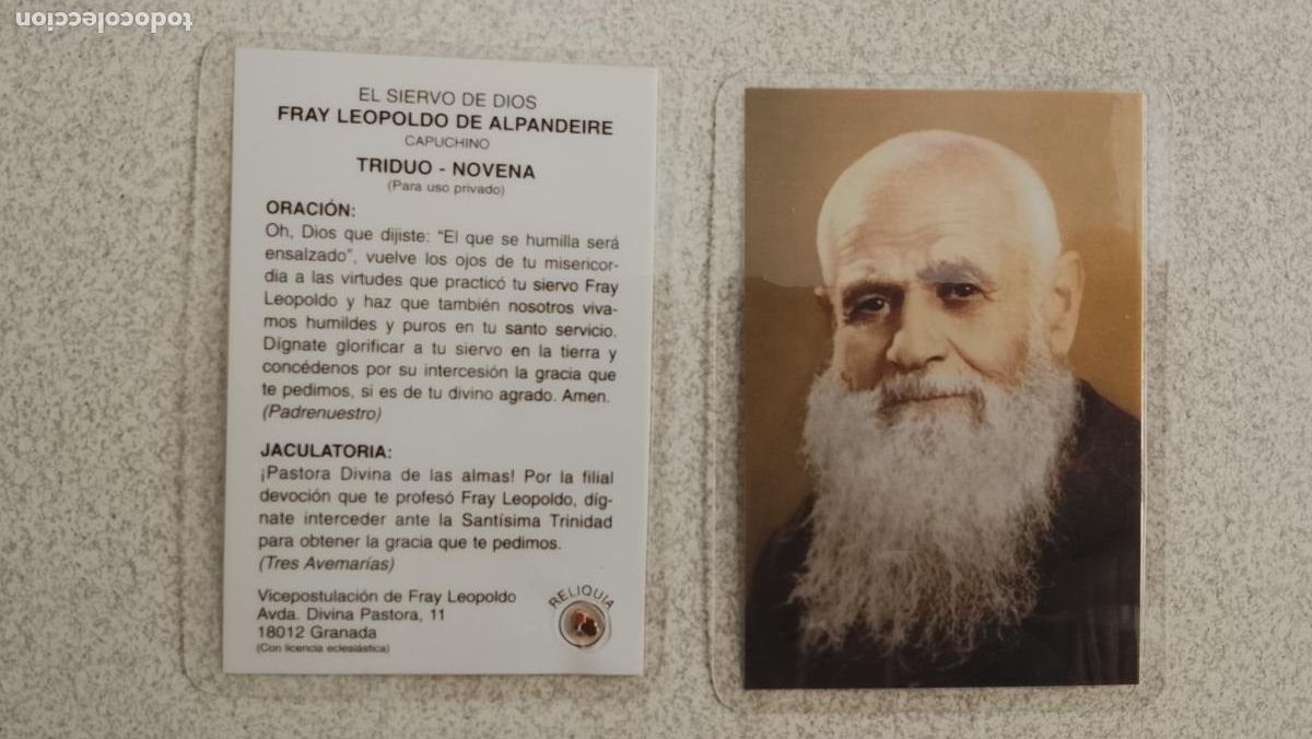 Postales: ESTAMPA RELIGIOSA CON RELIQUIA FRAY LEOPOLDO DE ALPANDEIRE - ORIGINAL SE MANDA LA DE LA FOTO