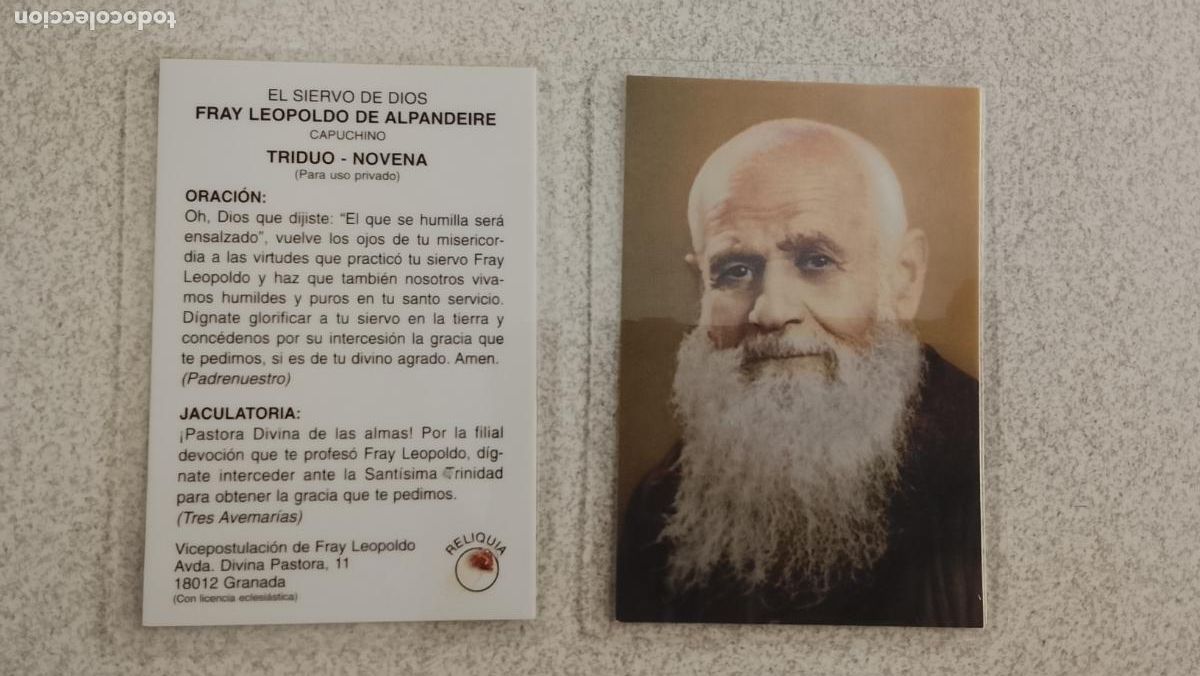 Postales: ESTAMPA CON RELIQUIA FRAY LEOPOLDO DE ALPANDEIRE - ORIGINAL SE MANDA LA DE LA FOTO