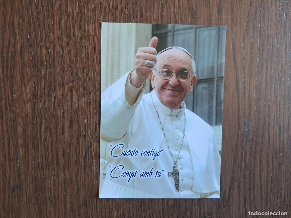 Postkarten: estampa religiosa, Papa Francisco, Mallorca missionera, Bisbat de Mallorca.