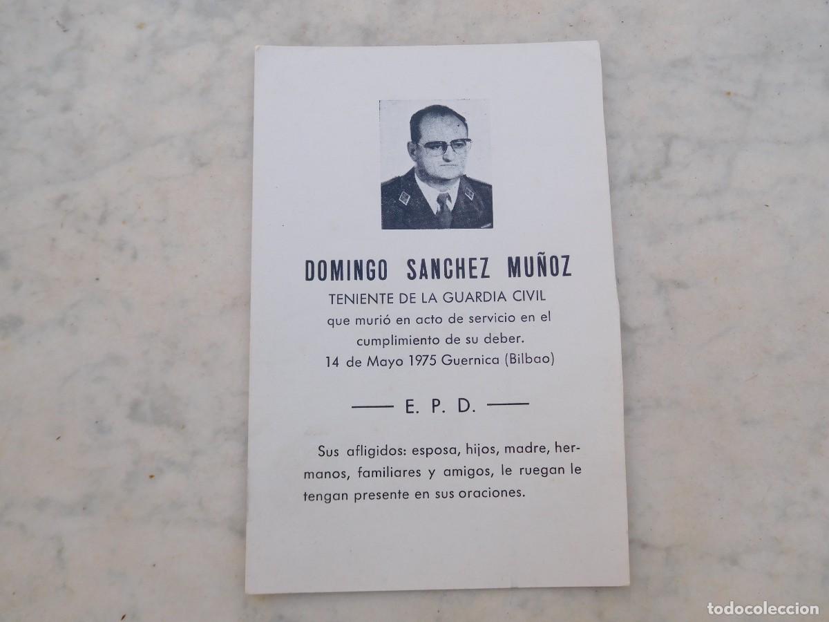 Cartoline: Esquela de teniente de la guardia civil muerto en Guernica a&ntilde;o 1975