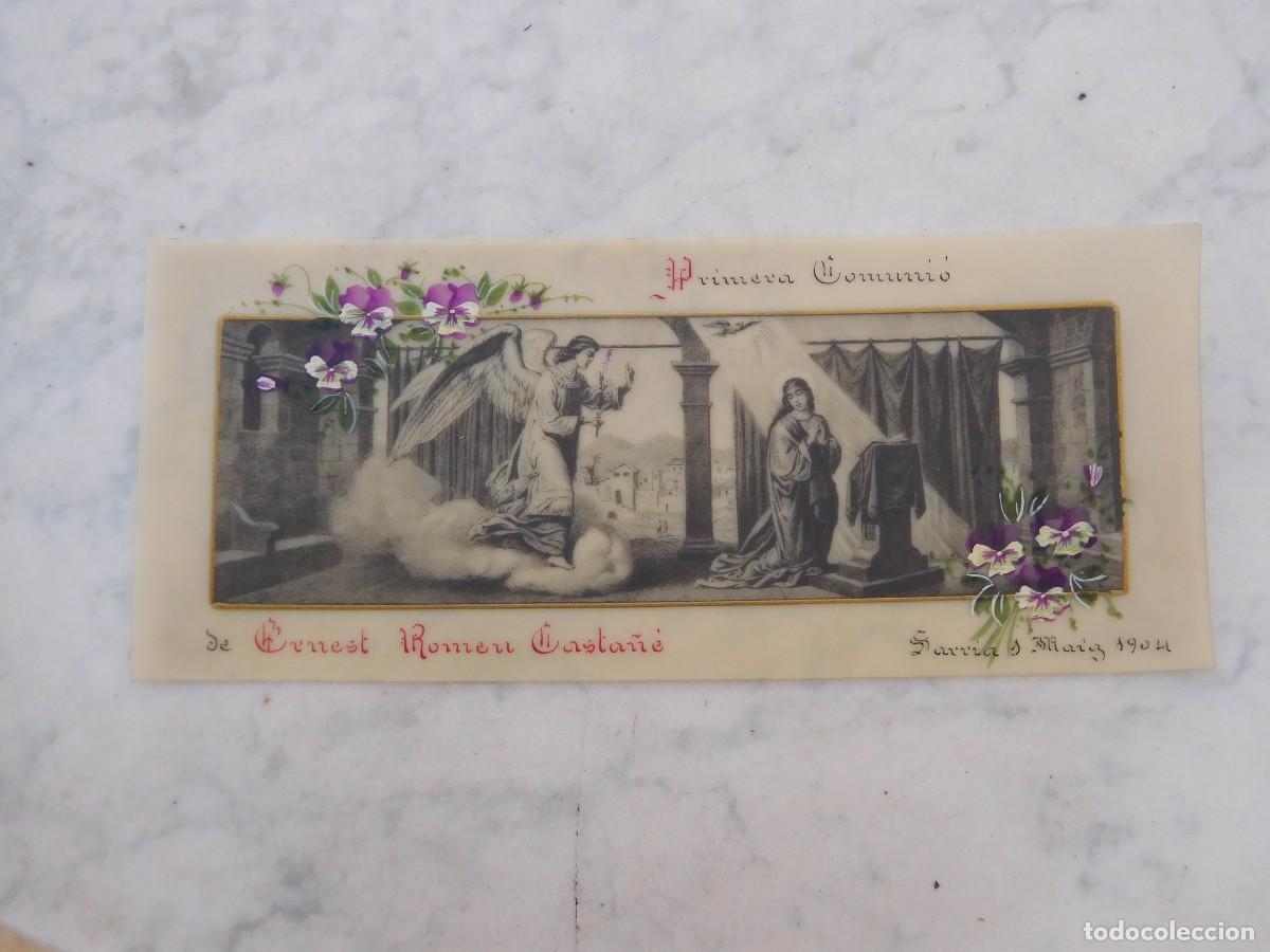 Postales: Estampa antigua recuerdo primera comuni&oacute;n 1904 Celuloide