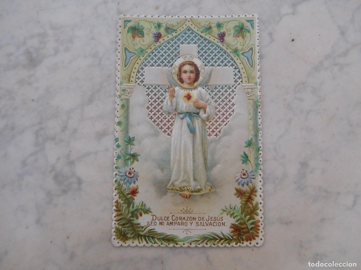 Postales: Estampa antigua dulce coraz&oacute;n de Jesus. Sagrera (Barcelona) 1901