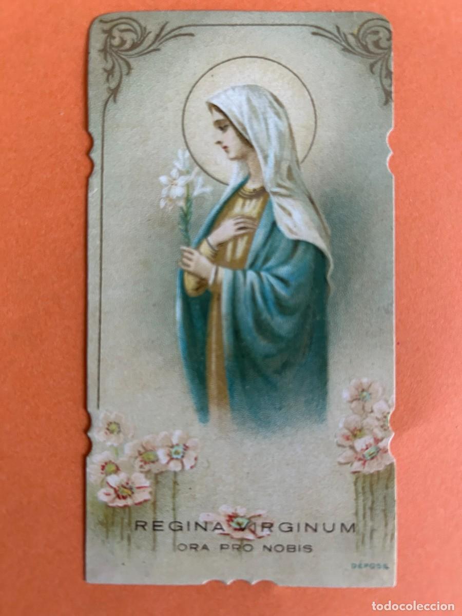 Postales: ESTAMPA MODERNISTA REGINA VIRGINUM ORA PRO NOBIS c. 1905 - ESCRITA A L&Aacute;PIZ EN REVERSO EN 1943